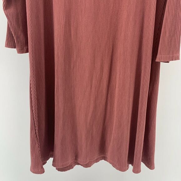 Ribbed Long Sleeve Keyhole Bow Dress Pink Size 14 - Picture 5 of 7